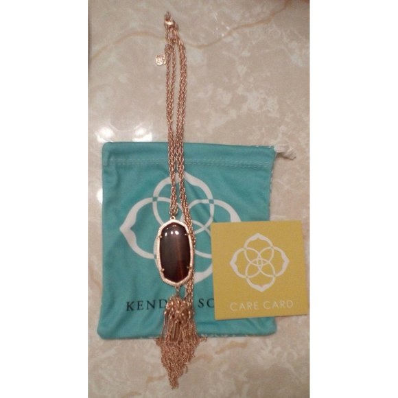 Kendra Scott Tiger’s Eye Rose Gold Rayne Necklace